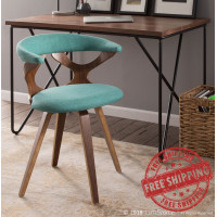 Lumisource CH-GARD WL+TL Gardenia Mid-Century Modern Dining/Accent Chair with Swivel in Walnut Wood and Teal Fabric 